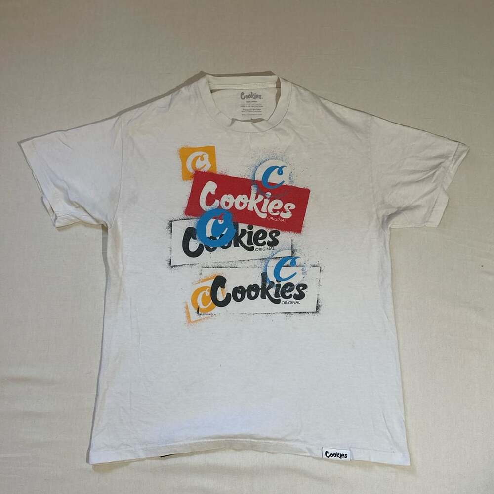 Cookies SF 2010s Stacked Logo White Graphic T-Shirt Size L
